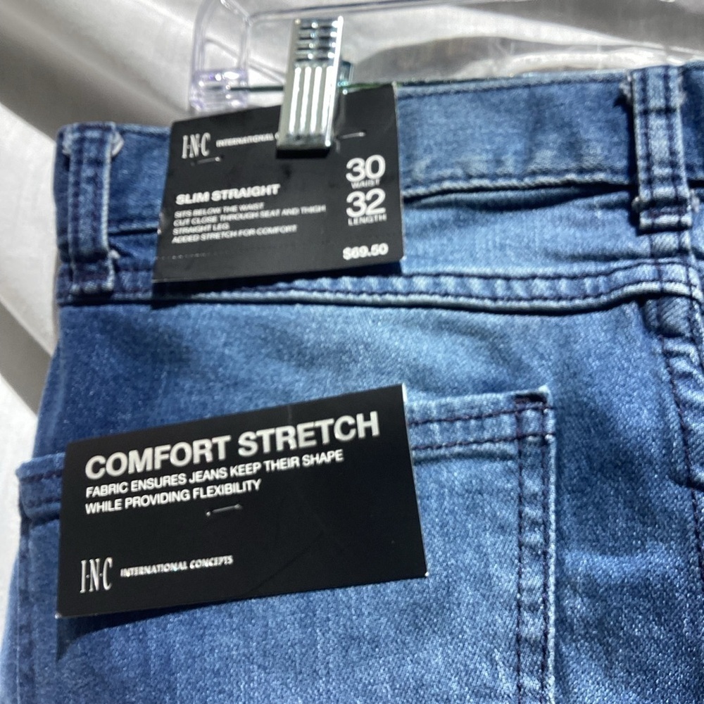 INC NWT slim straight blue comfort stretch jeans, size Waist 30 Length 32 - Picture 6 of 10